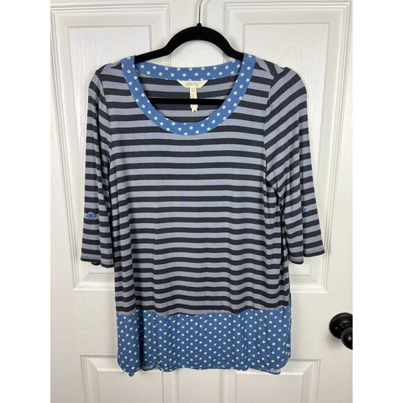 Matilda Jane Lets Get Lost Tunic XS Polka Dot Striped Roll Tab Scoop Neck Casual - Picture 6 of 7